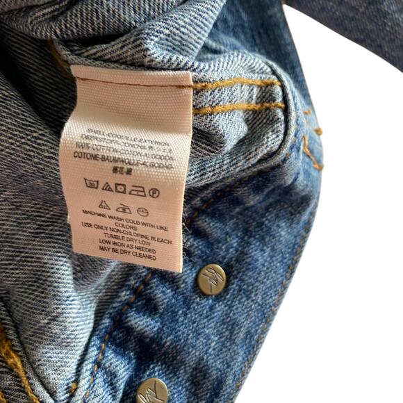 Free People : Brass-tone Studded Patchwork Distressed Boho Denim Jacket : XS - Picture 16 of 16